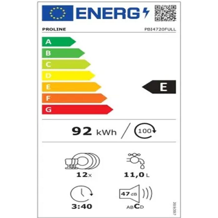 Proline PBI4720FULL Lave‑vaisselle encastrable 60 cm 12 couverts – 47 dB – Image 5